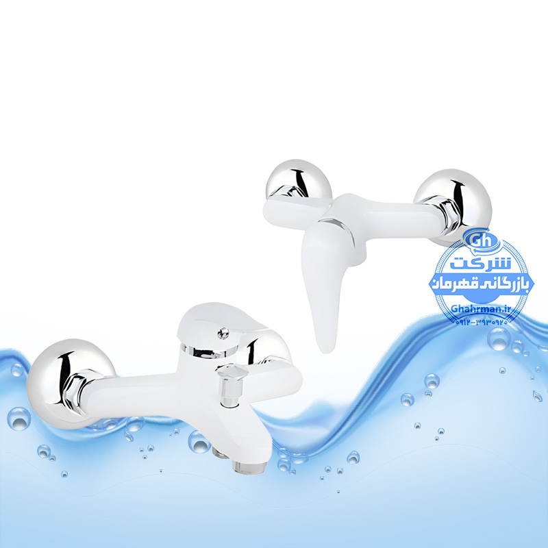 ست ۲ عددی شیر حمام و شیر توالت اهرمی | سفید کروم براق | شیرآلات برند آیدا صنعت مدل قهرمان