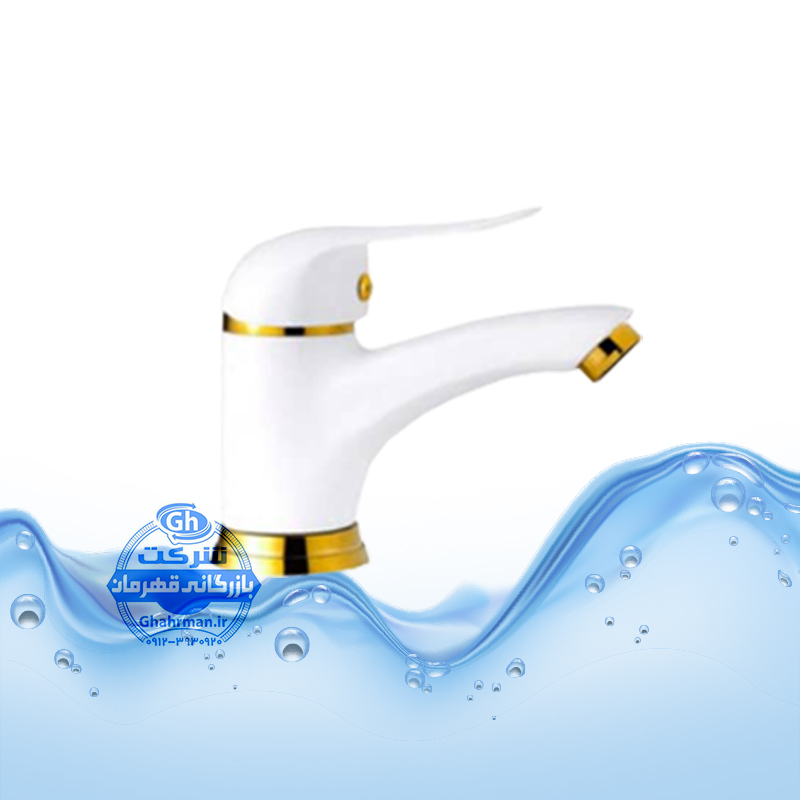 شیر روشویی کروم برند آیدا صنعت مدل دنیز | بدنه تمام‌برنج | آبکاری سفید طلایی | طراحی لوکس