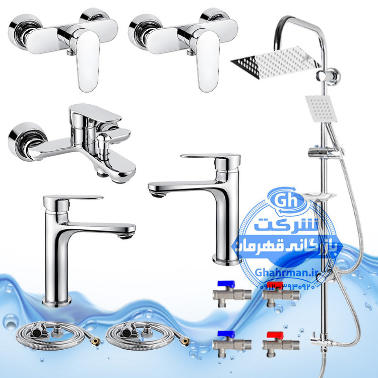 ست ۱۲ عددی شیرآلات برند آیدا صنعت مدل ونتو | دو عدد شیر روشویی + شیر حمام + شیر توالت + علم دوش صفحه استیل + دو عدد شلنگ توالت + چهار عدد شیر پیسوار | کروم براق ( استیل براق )