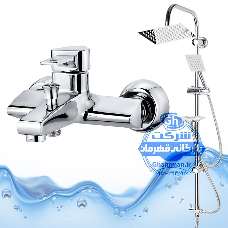 ست ۲ عددی دوش حمام با علم یونیورست مدل صفحه استیل و شیر مدل برمودا | کروم براق ( استیل براق ) | شیرآلات برند آیدا صنعت