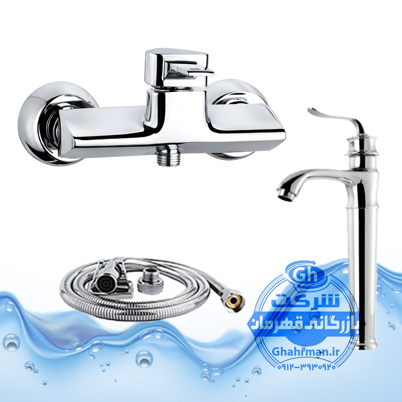ست ۳ عددی شیر روشویی پایه بلند مدل بامبو + شیر توالت مدل برمودا + شلنگ توالت | کروم براق ( استیل براق ) | شیرآلات برند آیدا صنعت مدل برمودا
