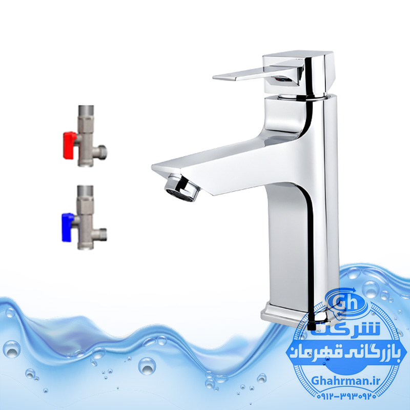 ست ۳ عددی شیر روشویی کروم براق ( استیل براق ) مدل برمودا به همراه شیر پیسوار | شیرآلات برند آیدا صنعت